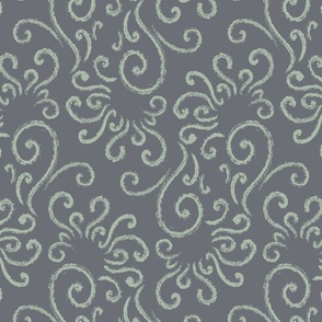 Art Nouveau Grandmillenial Bloom Floral in dusty lavender and faded green