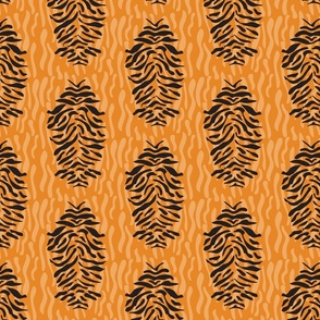 (Medium-Black on dark orange )Abstract tiger stripes 