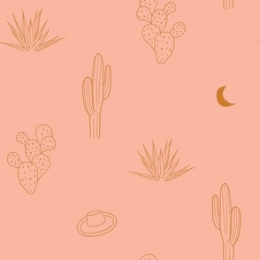 Boho Cactus in Sunset, large | minimal boho desert life & cactus print 
