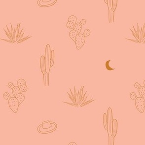 Boho Cactus in Sunset, medium | minimal boho desert life & cactus print