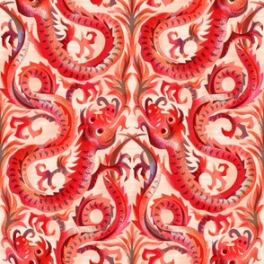fiery maximalist dragon / large scale red & peach