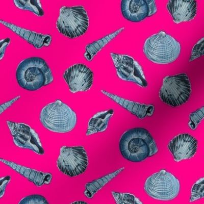 Indigo Seashells // Hot Pink