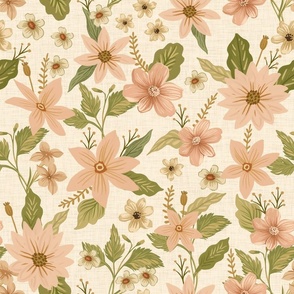 Vintage Garden Charm: Sage Green & Pink Flowers