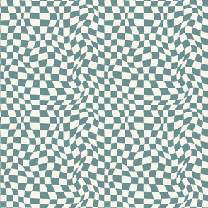 Sage green optical twirly wavy checkerboard