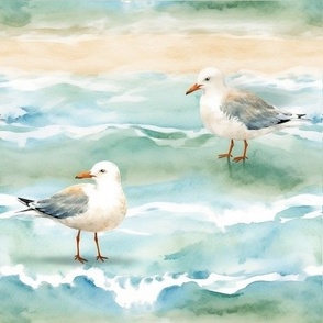 10.81" Squares - Seagulls On The Beach Quilt Squares (Not a Pattern)