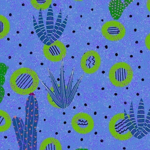  Lg. Cactus with Texture-Blue-Green