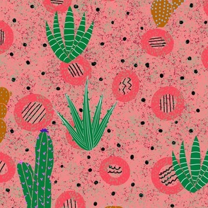 Lg. Cactus with Texture-Pink-Green