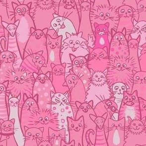Cat crowd - small scale - pink