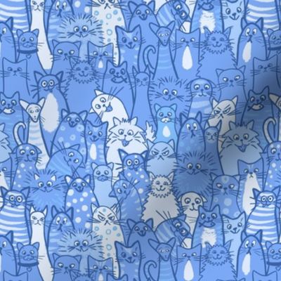 Cat crowd - small scale - dark blue