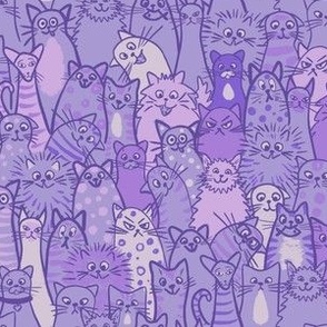 Cat crowd - small scale - purple