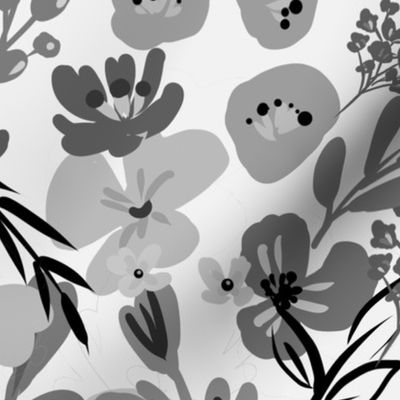 watercolor floral monochrome Design #097