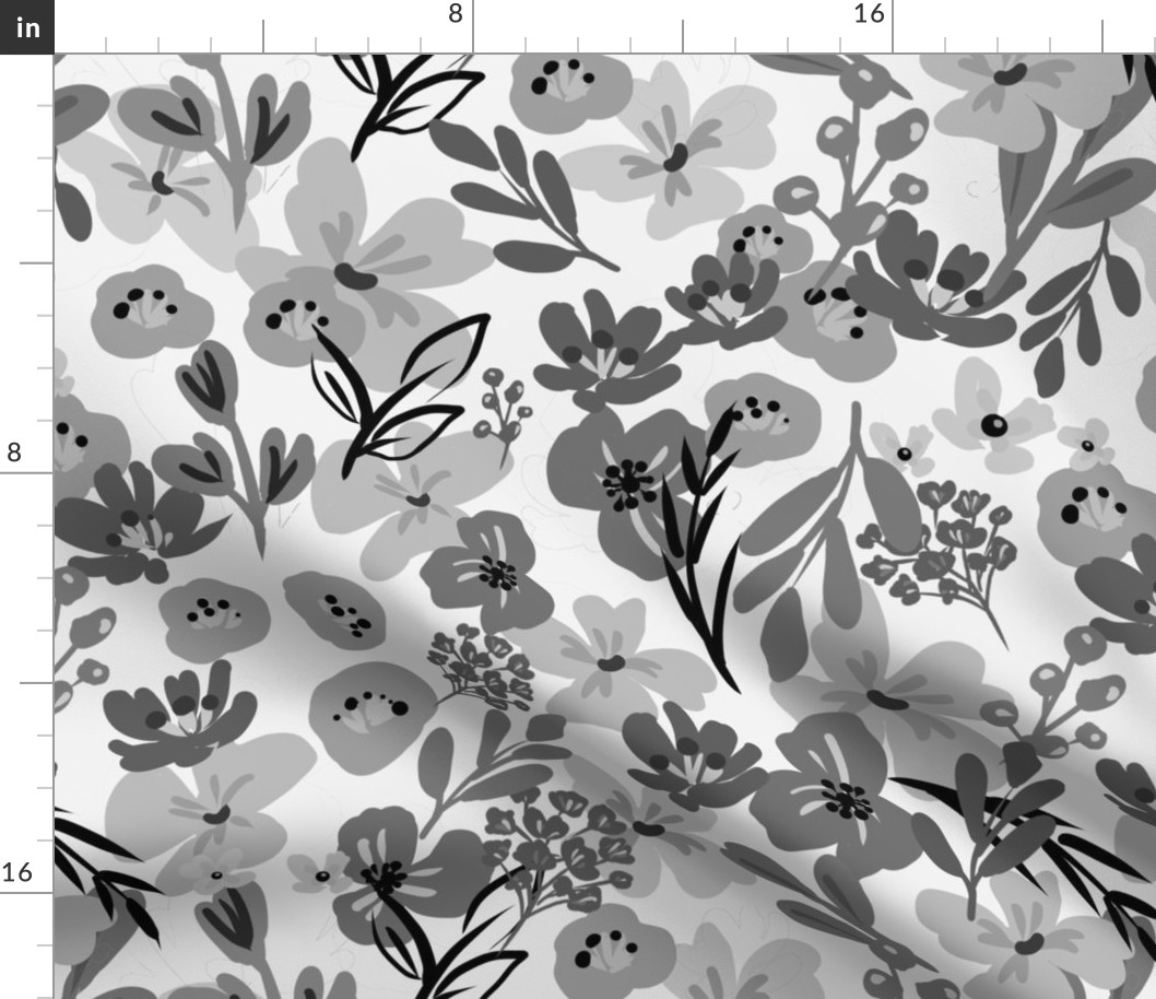 watercolor floral monochrome Design #097
