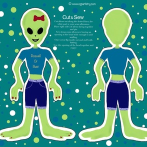 Roswell green female alien cut and sew panel