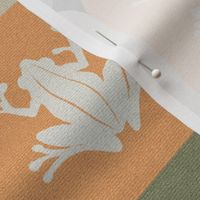 (M) Frog Checker / Textured / Sage Rust Peach / Cheater Quilt / medium scale