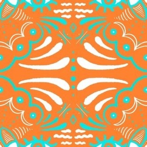 Orange contemporary graphic eye pattern