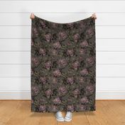 Peony Pattern - Grey Brown, Large Scale