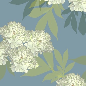 Rachel’s Peonies®, light slate blue and cream