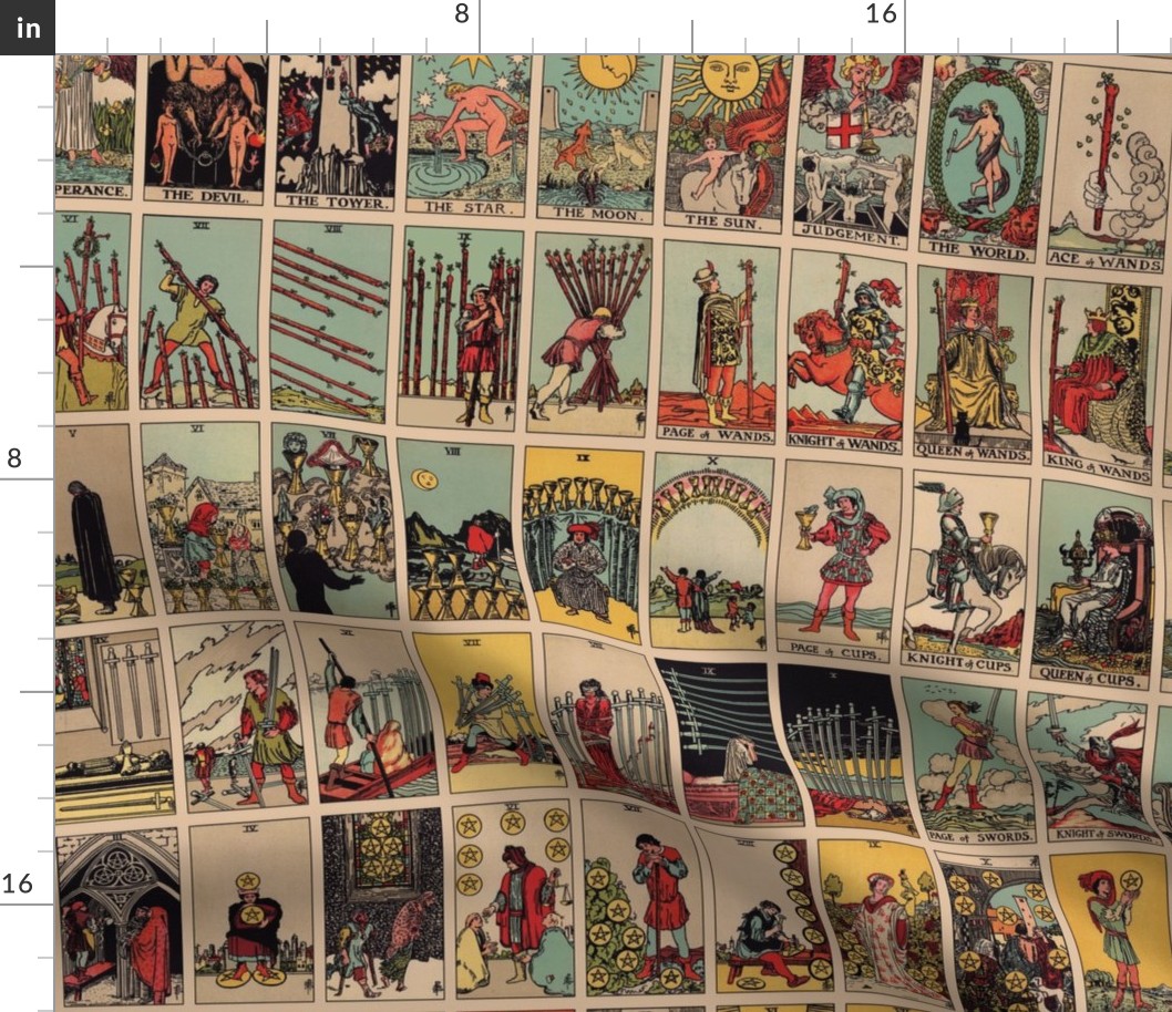 Rider Waite Tarot Pattern - Tarot Cards - Vintage - Arcana - Tarot Fabric