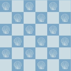 (S) Blue checkerboard shells | Polar Sky 1674 Benjamin Moore | small scale 