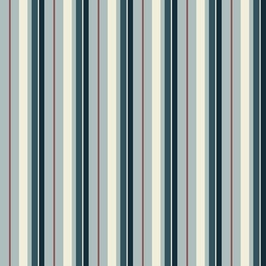 Indigo Blue White Mauve Stripes  (Small Scale)