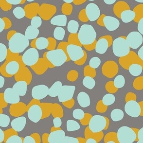 Contemporary meets playful charm in our modern chunky confetti dot pattern in mustard yellow and pale turquoise. Perfect for adding a pop of personality to your space and projects.