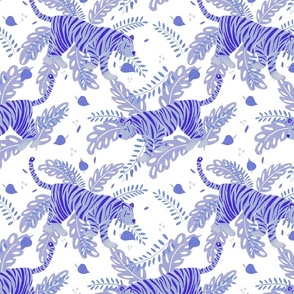 Indigo blue tiger on white background