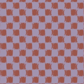Textured checker - small print - terracotta and lilac