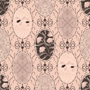  beige peach damask lace pattern retro sixties 