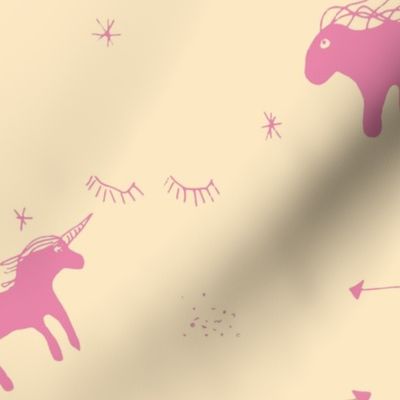 Flying Unicorns, Fairy Dust and Stars in Pink and Cream
