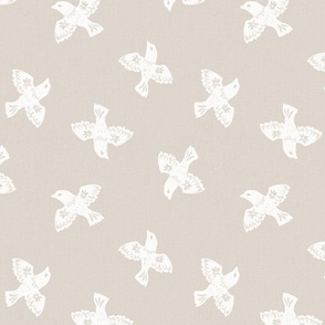 Flying bird free spirit _warm neutrals and OFF WHITE _ small scale 
