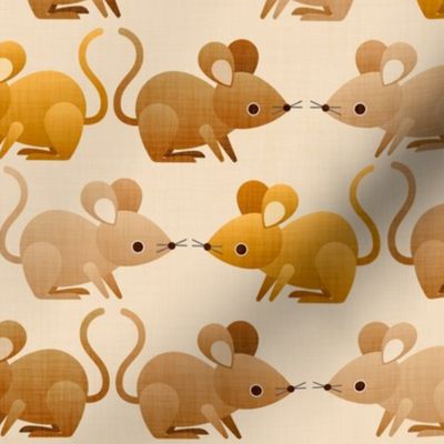 cute field mice  in brown and mustard