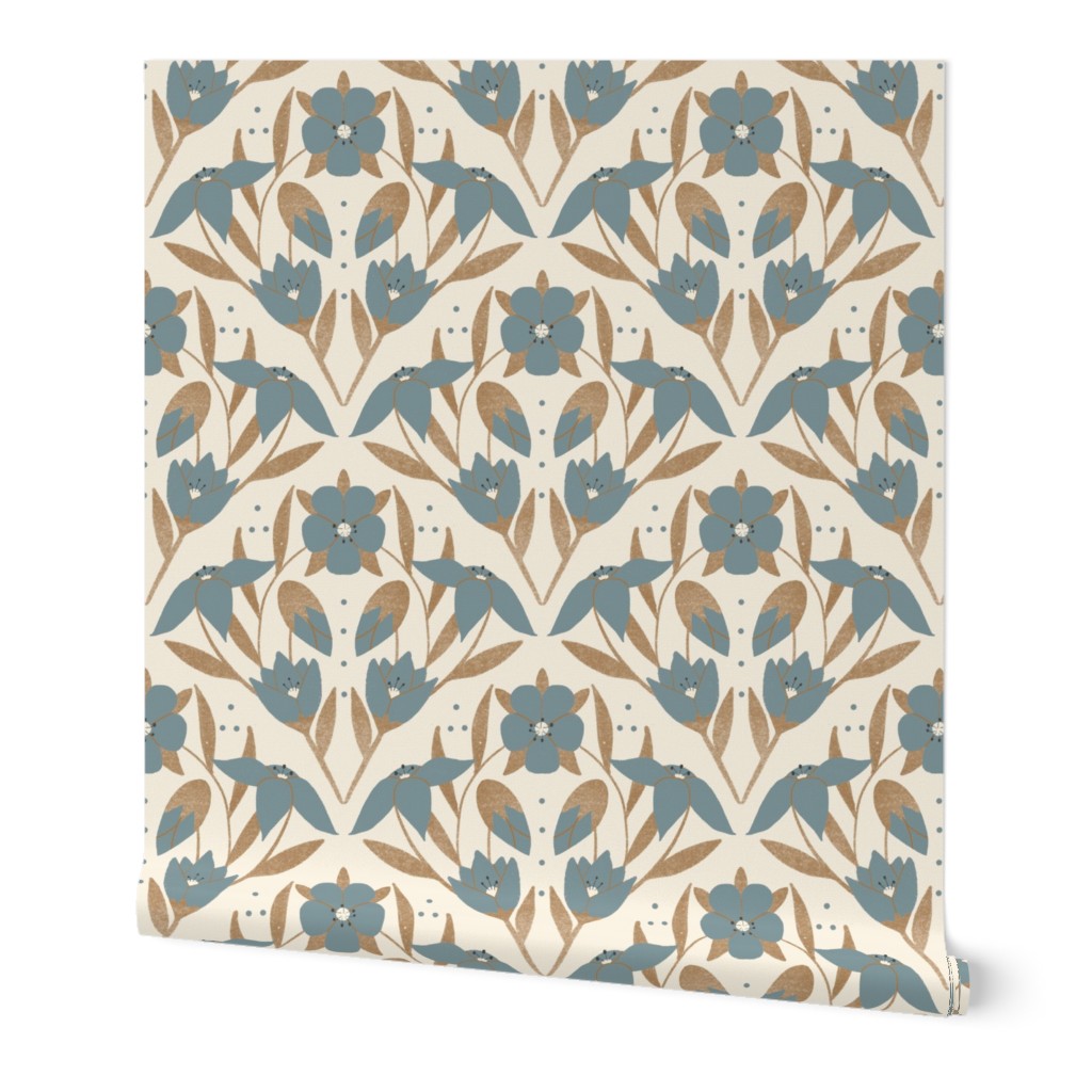 Scarlett Pimpernel floral in blue and gold