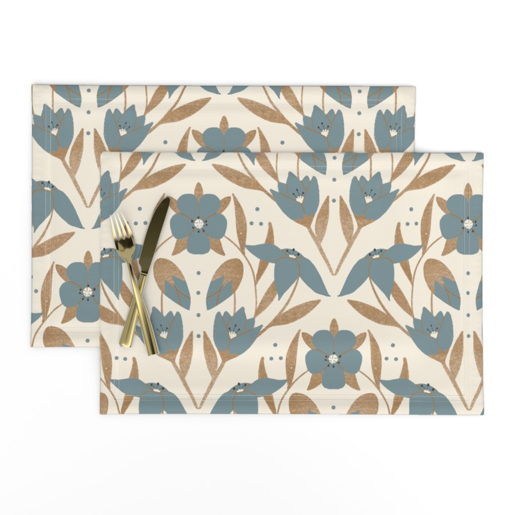 Scarlett Pimpernel floral in blue and gold