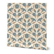 Scarlett Pimpernel floral in blue and gold