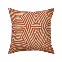 Abstract Contemporary Tribal Lines in Chalk - Terracotta - Big Size 