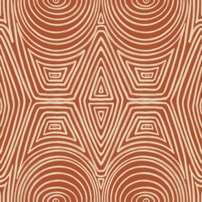 Abstract Contemporary Tribal Lines in Chalk - Terracotta - Big Size 