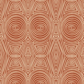 Abstract Contemporary Tribal Lines in Chalk - Terracotta - Small Size 