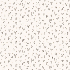 beige scribbled heart, love doodle, romantic hearts with stars (medium)