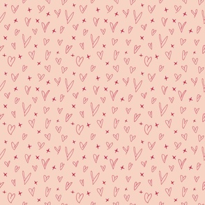 pink scribbled heart, love doodle, romantic hearts with stars (medium)