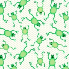 271 - Frogs watercolour with waves in brilliant neon emerald green - for kids apparel, boys pajamas, wallpaper, nursery décor 