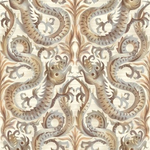 fiery maximalist dragon / large scale brown and gray neutral