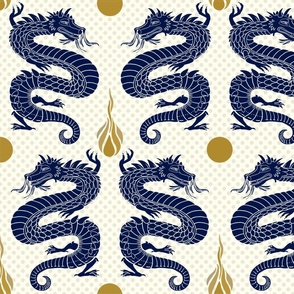 (L) Blue Dragon 2024 with fireball for year of the dragon
