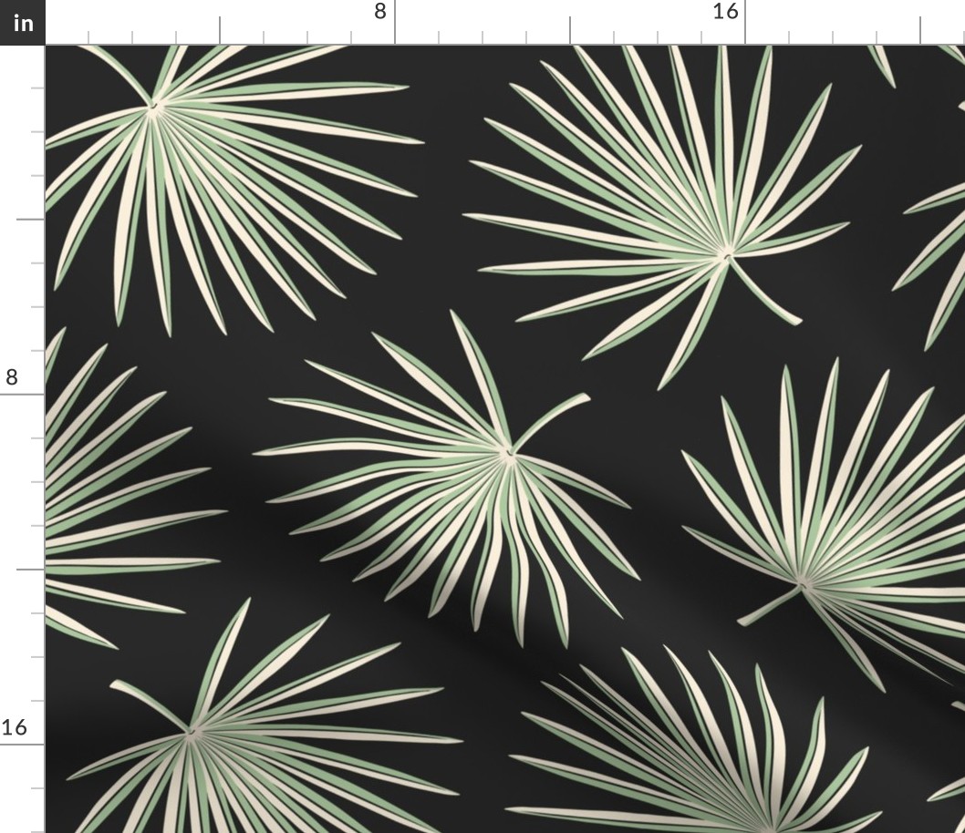 Fan Palms (L/XL), black and cream with a hint of fresh green