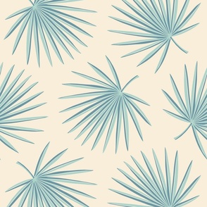 Fan Palms (large / xl), warm cream and sky blue