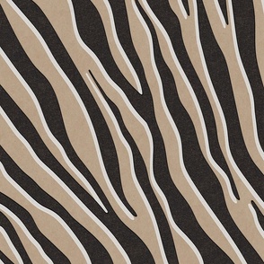 Black White Textured Zebra Stripe Animal Print on Natural - Textured Pattern