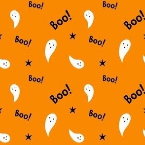 Halloween Boo Ghosts on Orange