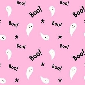 Halloween Boo Ghosts on Light Pink
