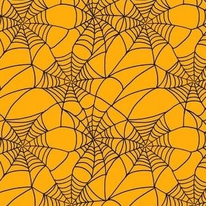 Spooky Black Spider Webs Halloween Light Orange