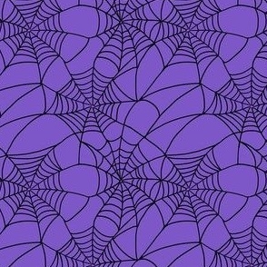 (m) Spooky Black Spider Webs Halloween Purple