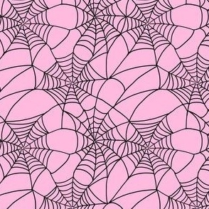 Spooky Black Spide Webs Halloween Light Pink